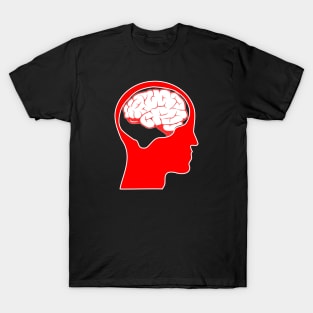 Look Forward, Think Back - Reversed Brain - red white T-Shirt